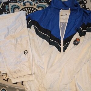 Sergio Tacchini Blue and White Windbreaker Jacket